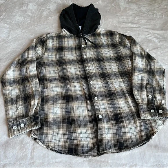 Pacsun Lumber Plaid long sleeve hooded tee shirt - Picture 1 of 9